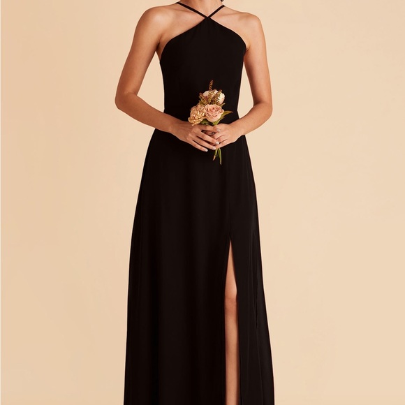 Birdy Grey Dresses & Skirts - Birdy Grey Black Halter Neck Prom Dress with Side Slit